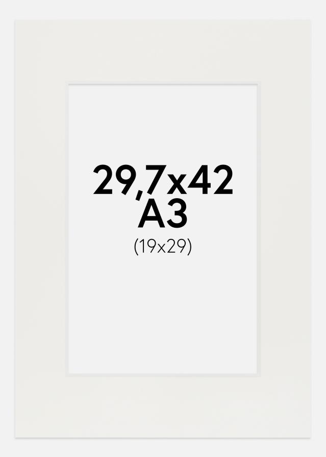 Paspartŭ Bela 3 mm Bel notranji rob 29,7x42 cm (19x29)