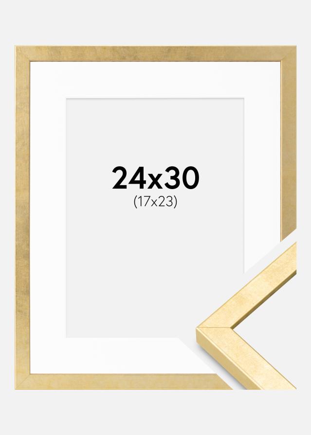 Okvir Ares zlato 24x30 cm - Paspartȗ Bela 18x24 cm