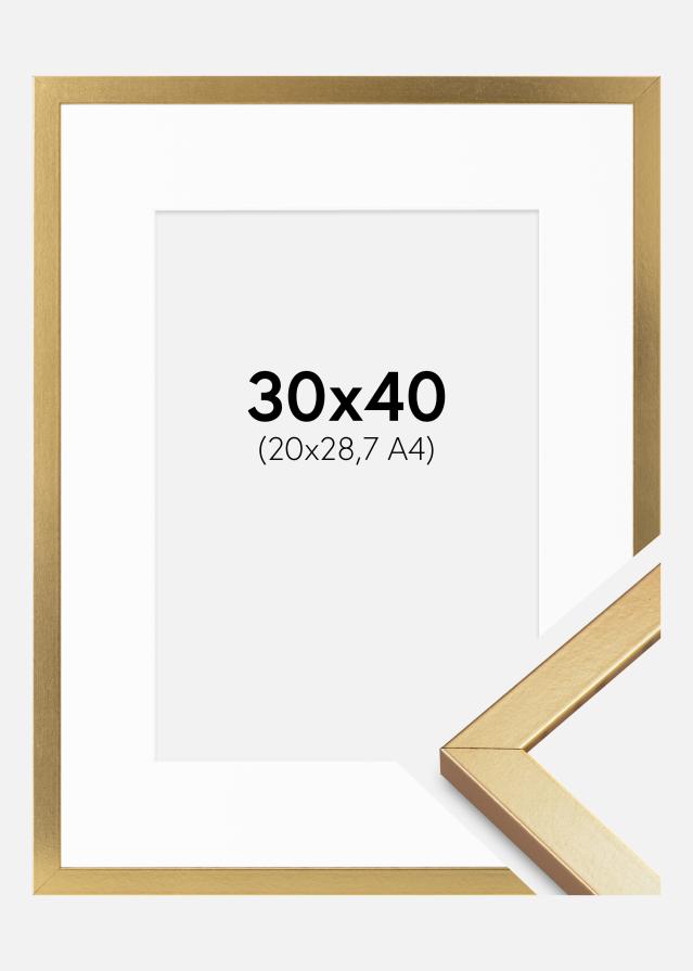 Okvir Minerva zlato 30x40 cm - Paspartȗ Bela 21x29,7 cm