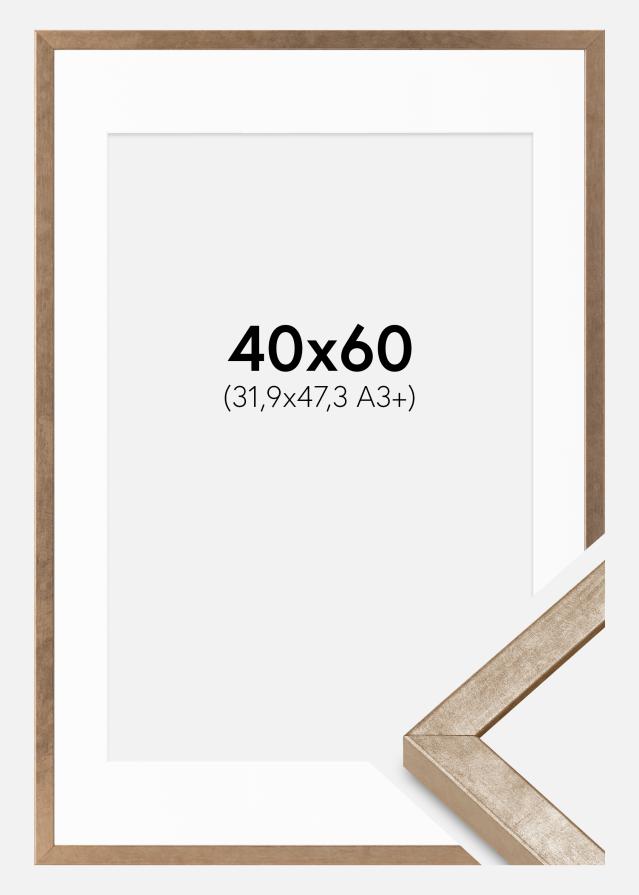 Okvir Ares medenina 40x60 cm - Paspartȗ bel 32,9x48,3 cm