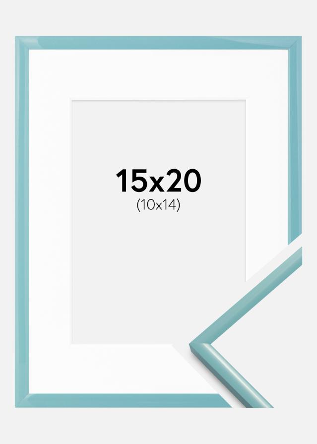Okvir New Lifestyle turkizna 15x20 cm - Paspartȗ Bela 11x15 cm
