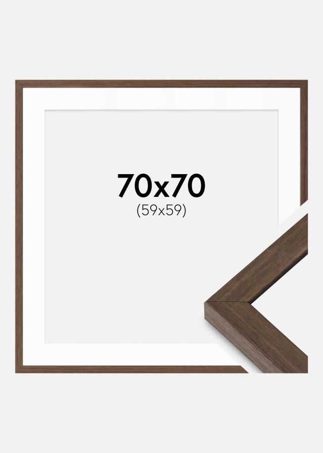 Okvir Hermes oreh 70x70 cm - Paspartȗ Bela 60x60 cm