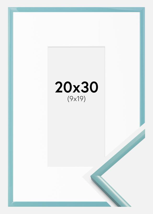 Okvir New Lifestyle turkizna 20x30 cm - Paspartȗ Bela 10x20 cm
