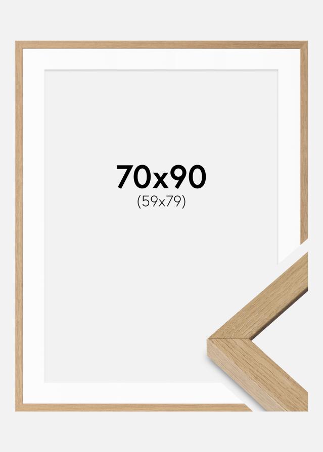 Okvir Hermes naravno hrast 70x90 cm - Paspartȗ Bela 60x80 cm