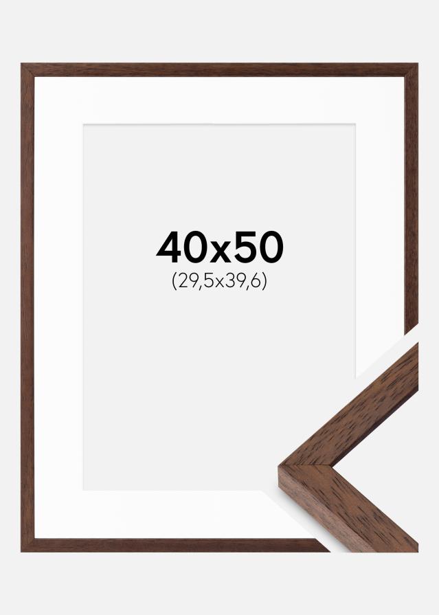 Okvir Ares Teak 40x50 cm - Paspartȗ Bela 12x16 inches