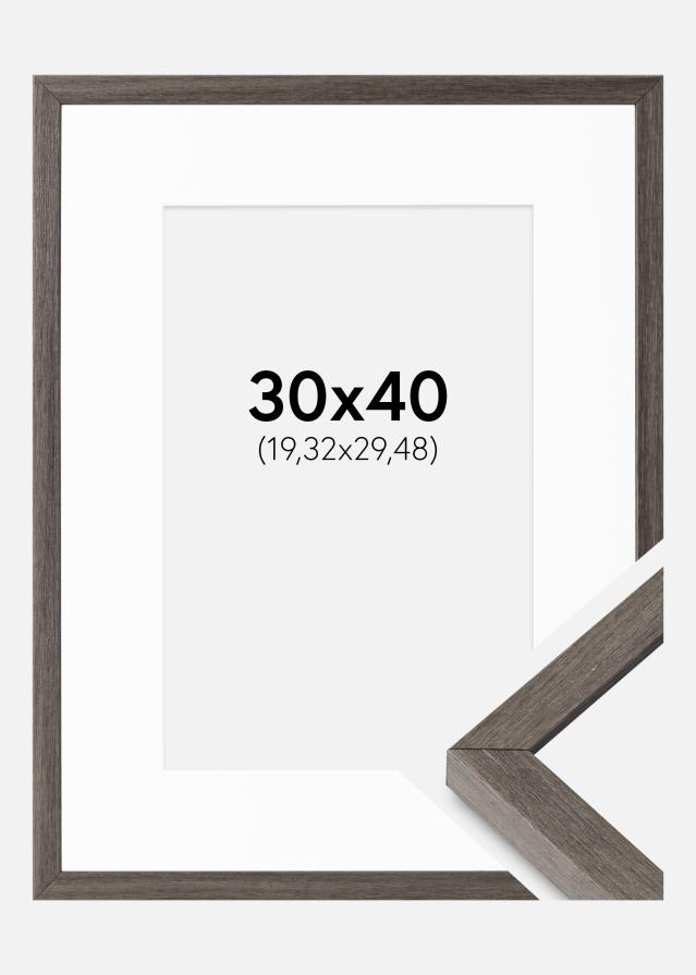 Okvir Ares sivi hrast 30x40 cm - Paspartȗ bel 8x12 inches