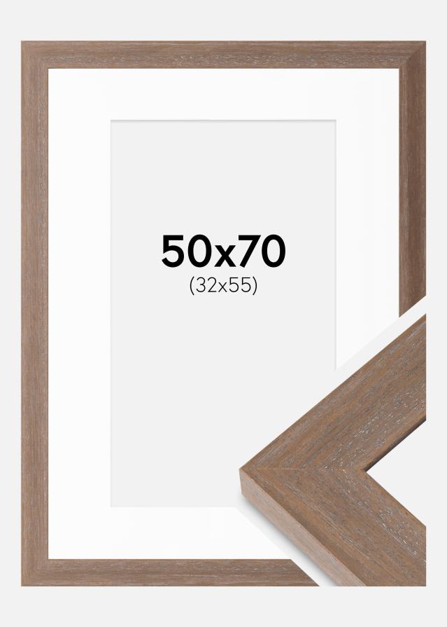 Okvir Juno siva 50x70 cm - Paspartȗ Bela 33x56 cm