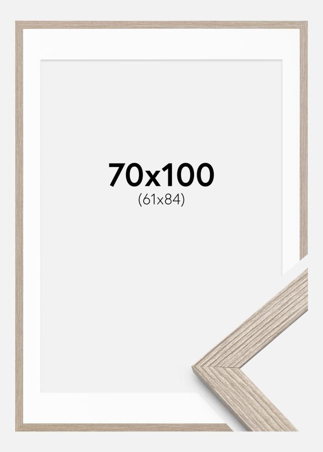 Okvir Stilren Greige hrast 70x100 cm - Paspartȗ Bela 62x85 cm