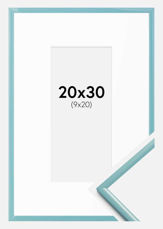 Okvir New Lifestyle turkizna 20x30 cm - Paspartȗ Bela 10x21 cm