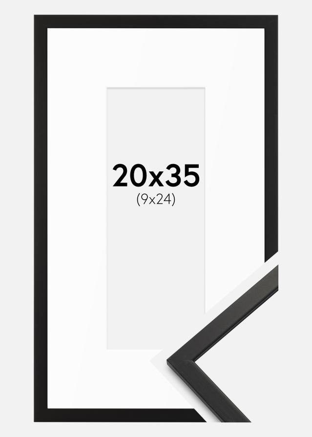 Okvir Edsbyn črna 20x35 cm - Paspartȗ Bela 10x25 cm