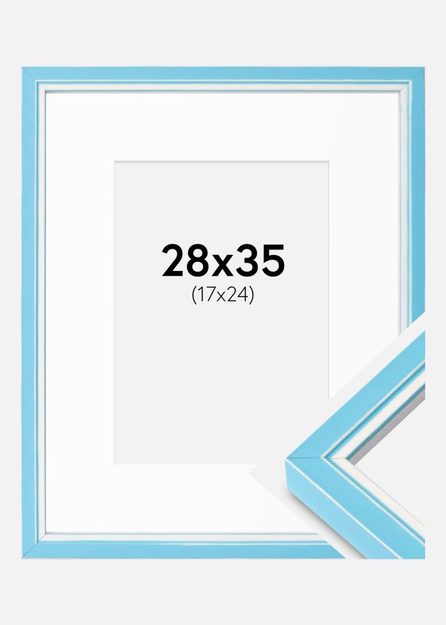 Okvir Diana svetlo modra 28x35 cm - Paspartȗ Bela 18x25 cm