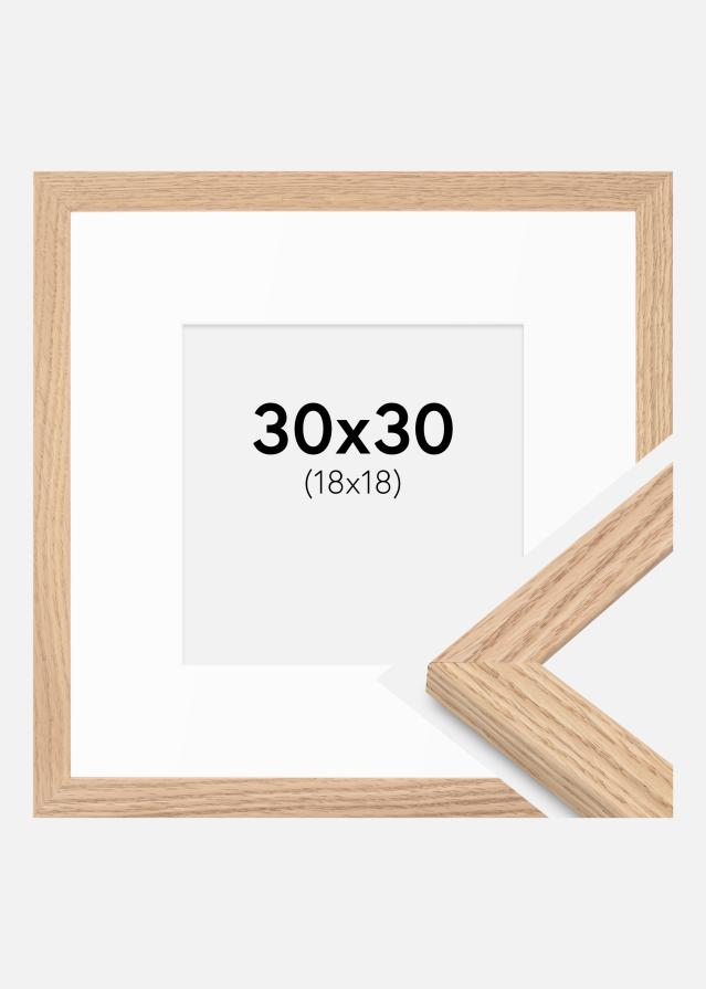 Okvir Tidlös Masivni Hrast 30x30 cm - Passepartout Bela 19x19 cm