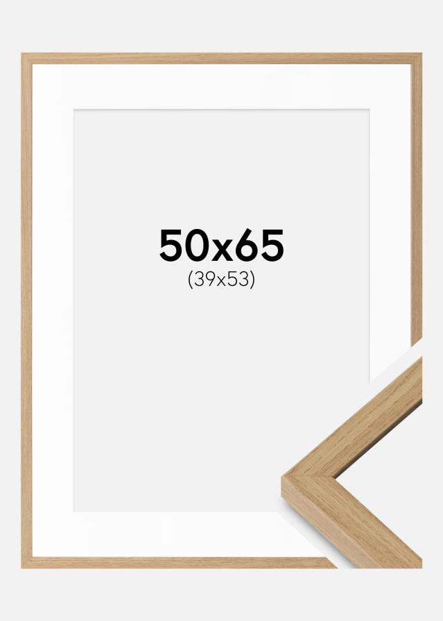 Okvir Ares naravno hrast 50x65 cm - Paspartȗ Bela 40x54 cm