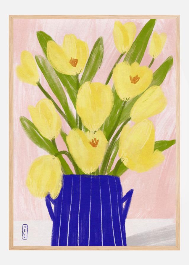 Yellow Tulips In a Vase Poster