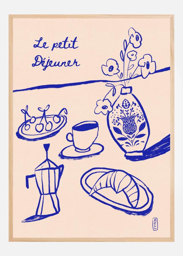 Le Petit Dejeuner Breakfast in Blue Poster