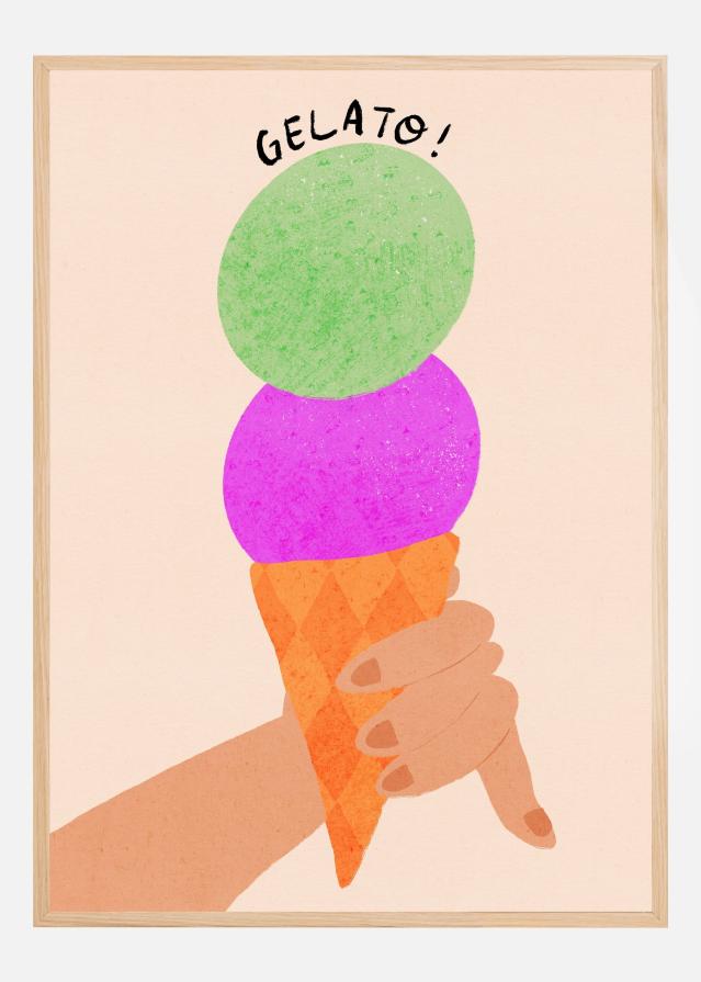 Gelato Blueberry and Mint Italy Ice Cream Typography Poster