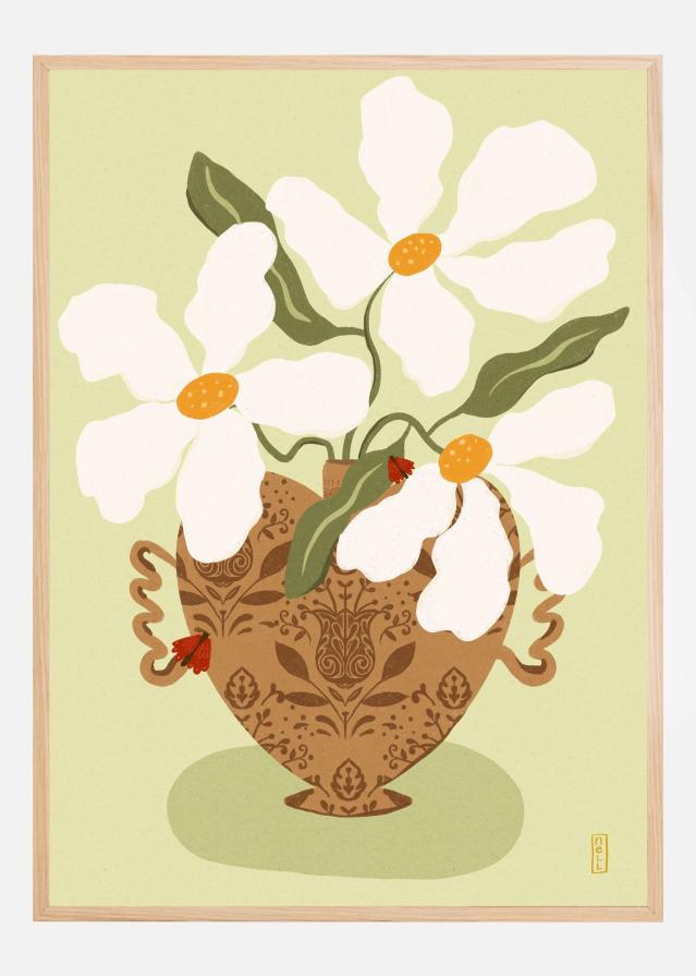 White flowers in a Greek Vase Poster
