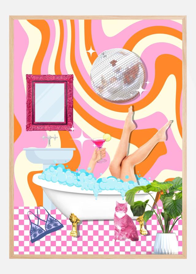 Groovy Bathtub Bliss Poster