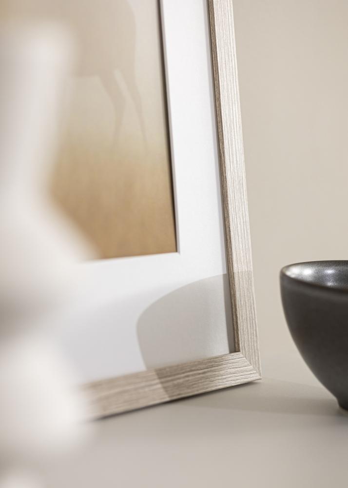 Okvir Stilren Greige hrast 60x80 cm - Paspartȗ Bela 50x65 cm