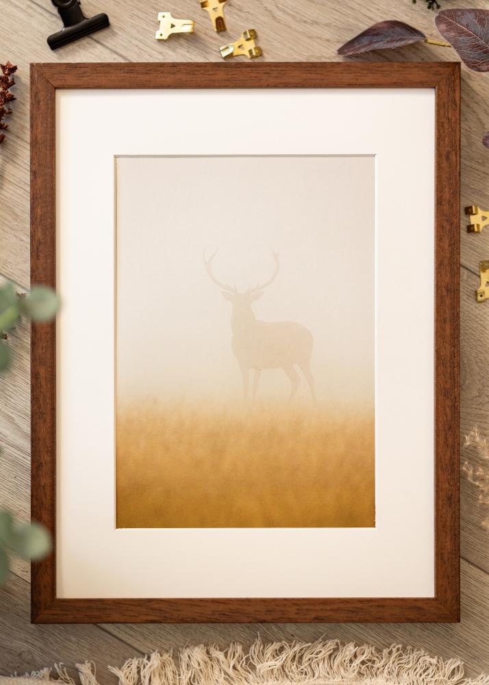 Okvir Hermes Teak 56x71 cm - Paspartȗ Bela 46x61 cm