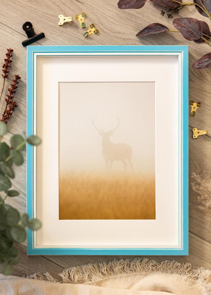 Okvir Diana svetlo modra 24x30 cm - Paspartȗ bela 6x8 inches