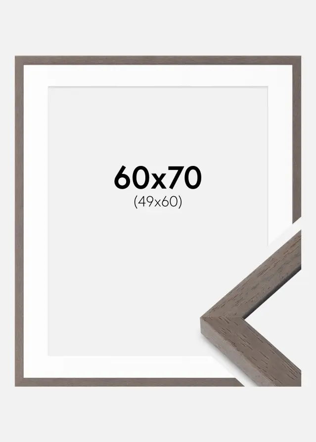 Okvir Hermes siva 60x70 cm - Paspartȗ Bela 50x61 cm
