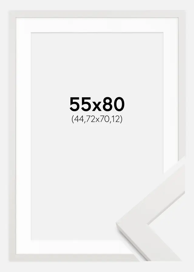 Okvir Bela les 55x80 cm - Paspartȗ Bela 18x28 inches