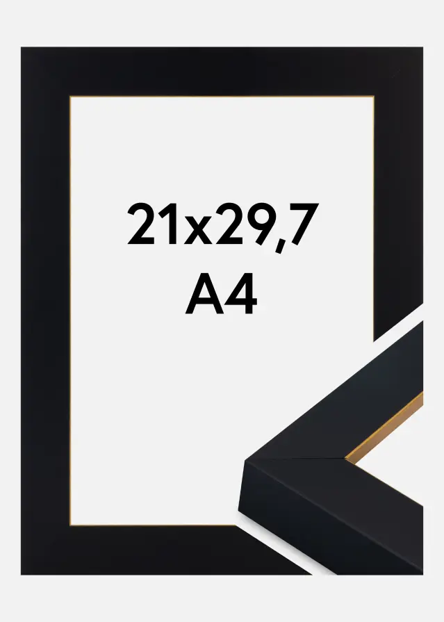 Okvir Sussex Akrilno steklo Črna/Zlata 21x29,7 cm (A4)