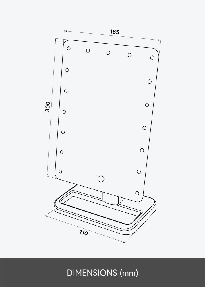 KAILA Ogledalo za ličenje Foot Črna 18x30 cm