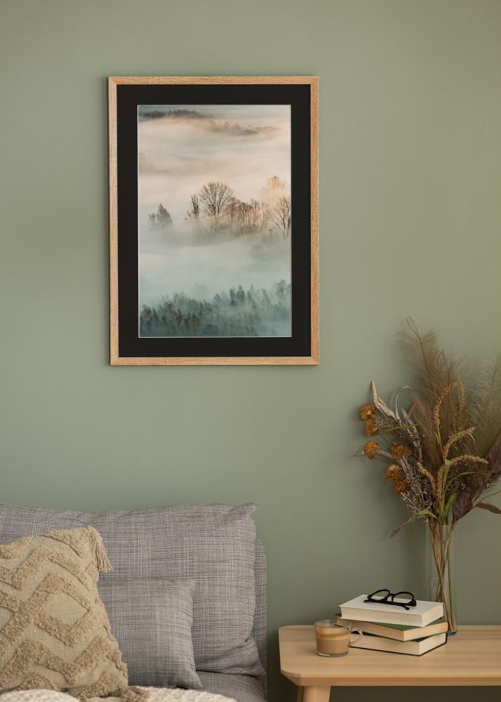 Okvir Fiorito Svetli hrast 30x40 cm - Paspartŭ Črna 8x12 inches