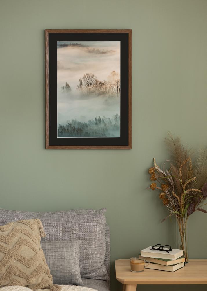 Okvir Fiorito Temni hrast 40x60 cm - Paspartŭ Črna 25x50 cm