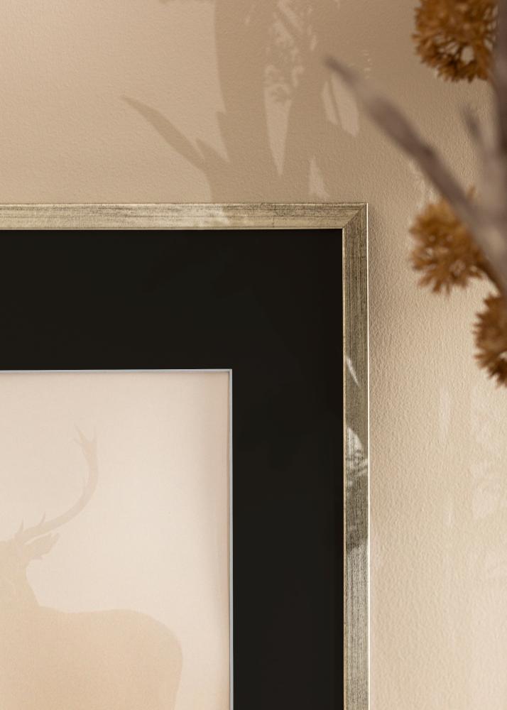 Okvir Galant Srebrna 40x50 cm - Paspartŭ Črna 12x16 inches