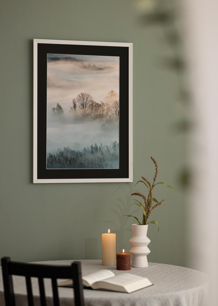 Okvir Fiorito Bela 40x60 cm - Paspartŭ Črna 25x50 cm