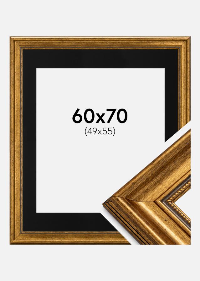 Okvir Rokoko Zlata 60x70 cm - Paspartŭ Črna 50x56 cm