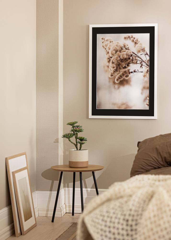 Okvir White Wood 50x100 cm - Paspartŭ Črna 30x80 cm