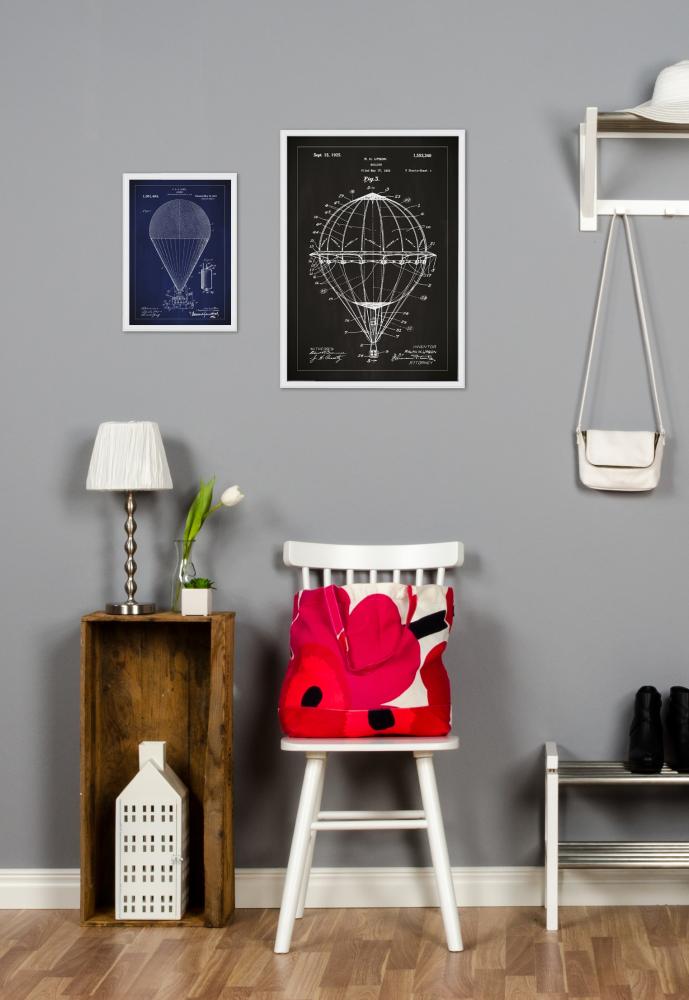 Risba patenta - Balon na vroč zrak - Črna Poster
