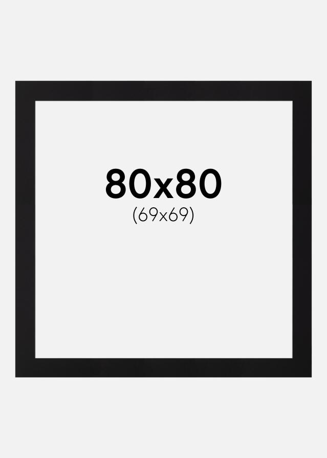 Paspartŭ Črna Standarden Bel notranji rob 80x80 cm (69x69)