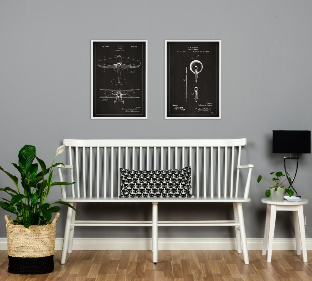 Risba patenta - Žarnica B - Črna Poster