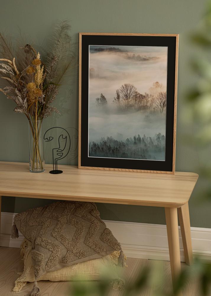 Okvir Oslo Hrast 13x18 cm - Paspartŭ Črna 9x13 cm