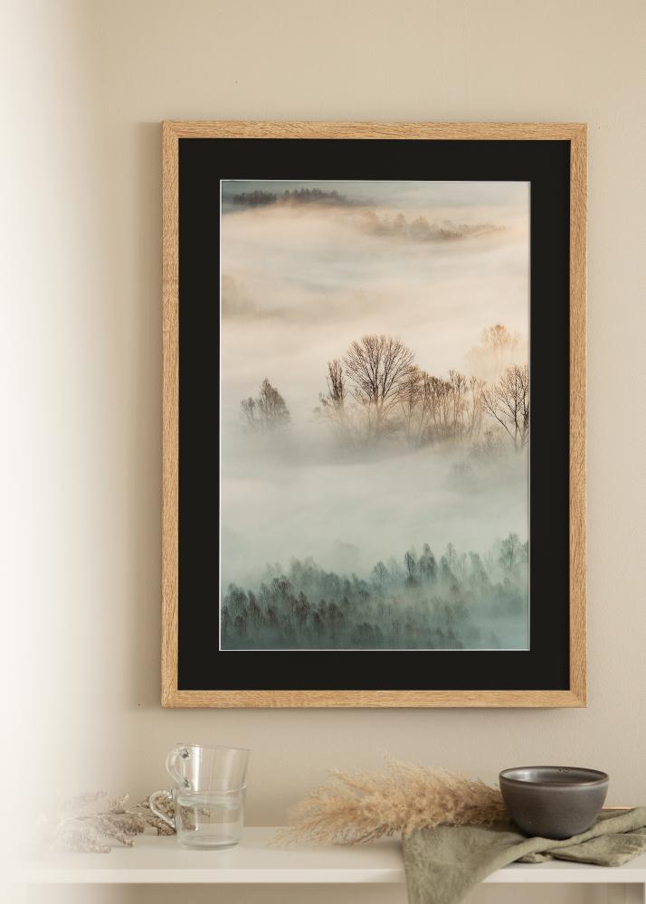 Okvir Fiorito Svetli hrast 30x40 cm - Paspartŭ Črna 8x12 inches