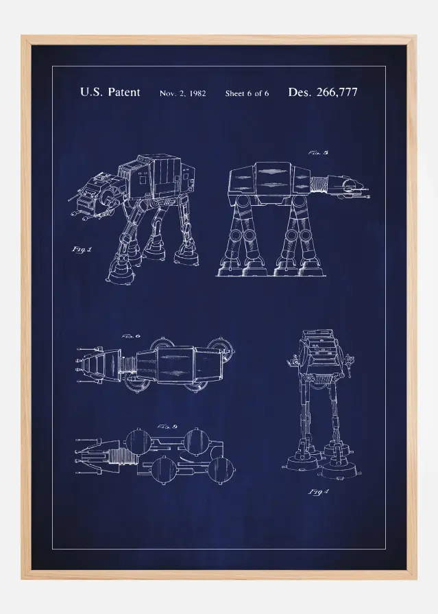 Risba patenta - Star Wars - Walker - Modra Poster