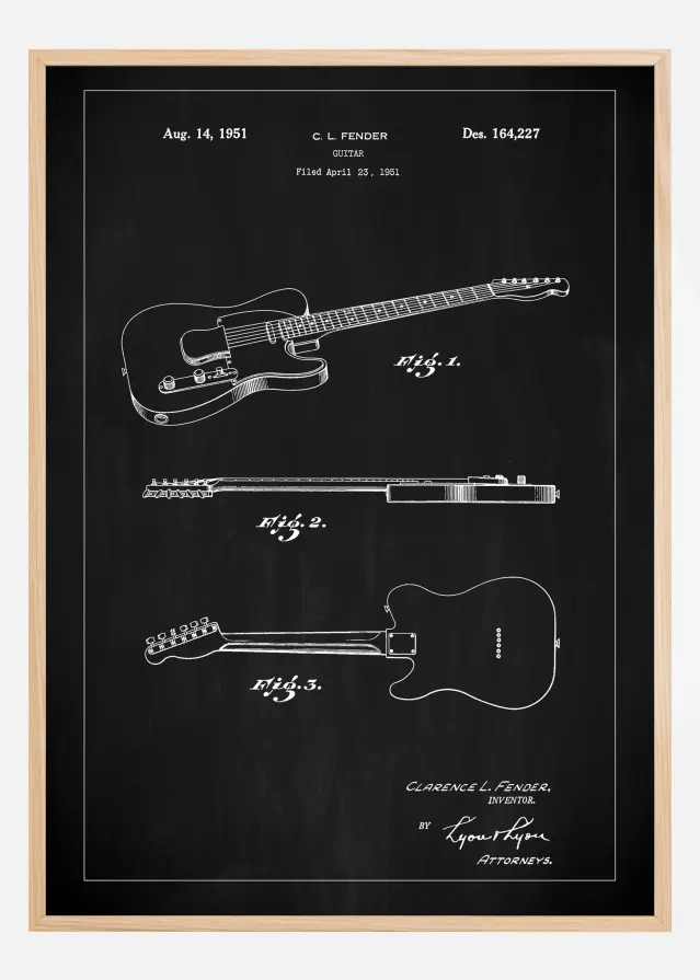 Patent Print - Guitar - Black Poster