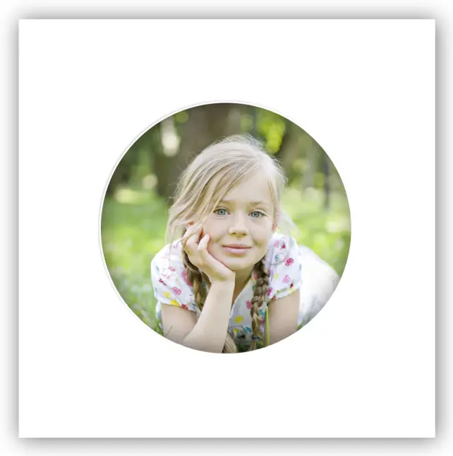 Paspartŭ Okrogel Bela 50x50 cm (39x39 cm)