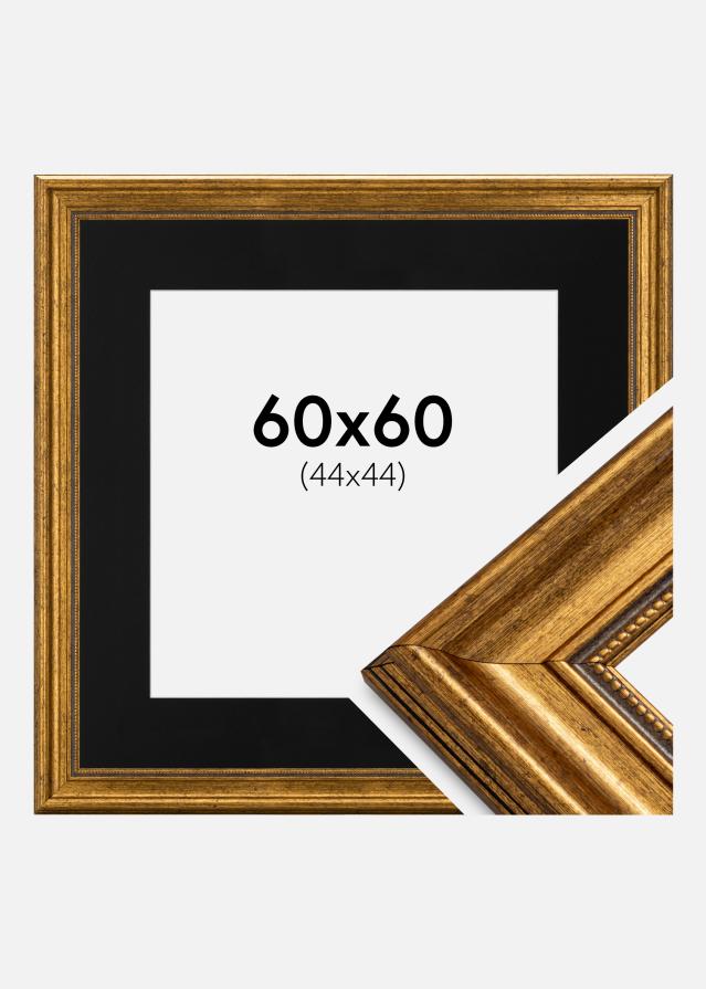Okvir Rokoko Zlata 60x60 cm - Paspartŭ Črna 45x45 cm