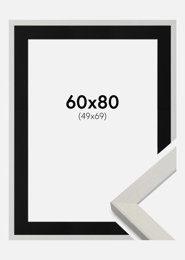 Okvir Fiorito Bela 60x80 cm - Paspartŭ Črna 50x70 cm