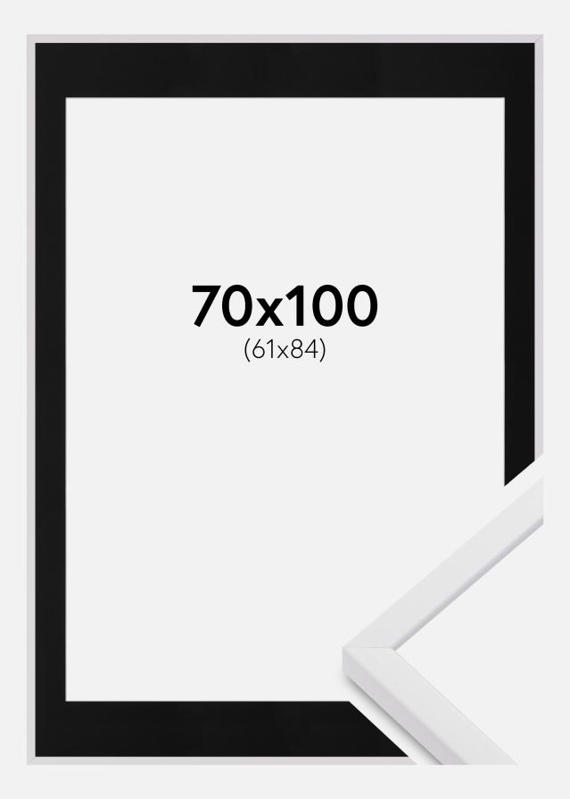 Okvir E-Line Bela 70x100 cm - Paspartŭ Črna 62x85 cm
