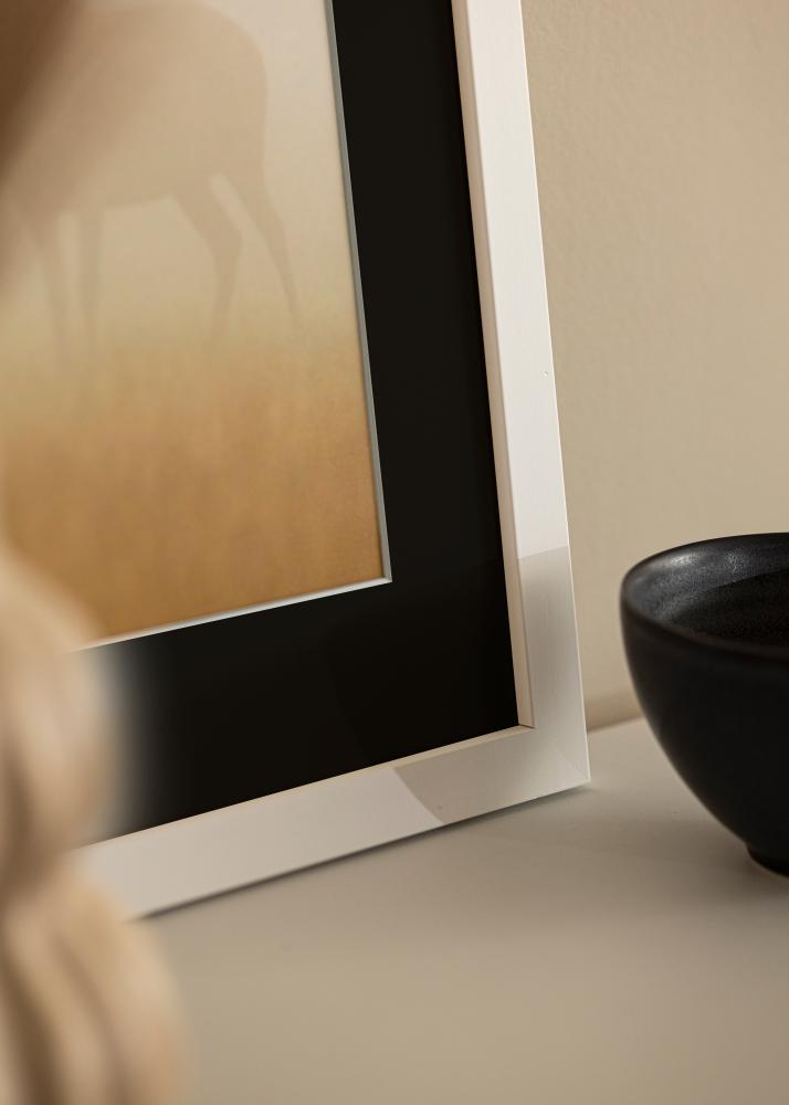 Okvir White Wood 50x100 cm - Paspartŭ Črna 30x80 cm