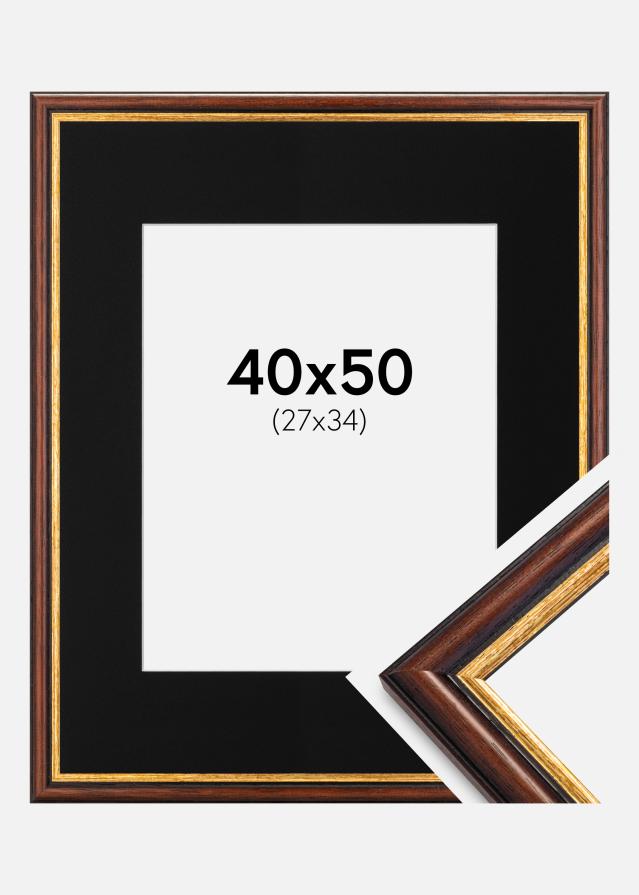 Okvir Siljan Rjava 40x50 cm - Paspartŭ Črna 28x35 cm