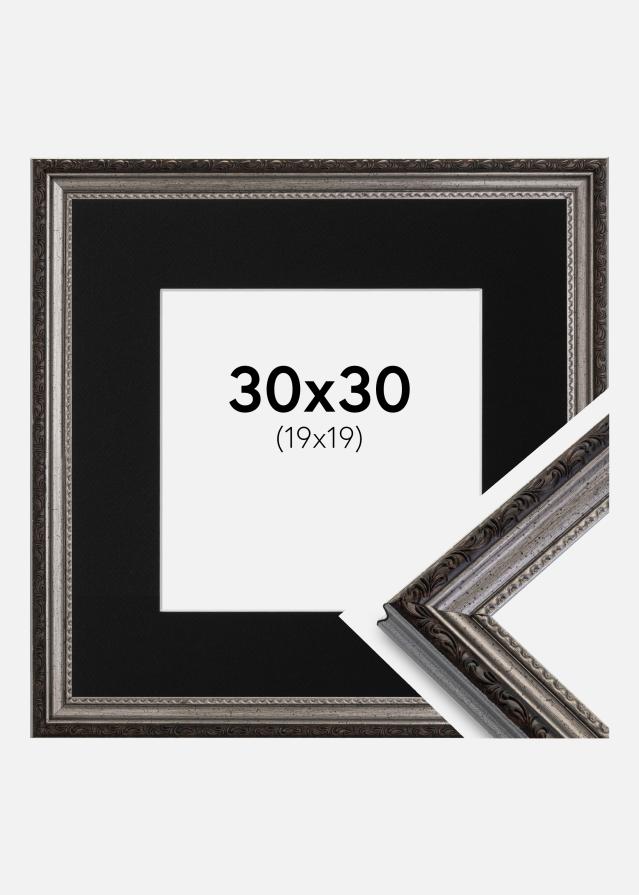 Okvir Abisko Srebrna 30x30 cm - Paspartŭ Črna 20x20 cm
