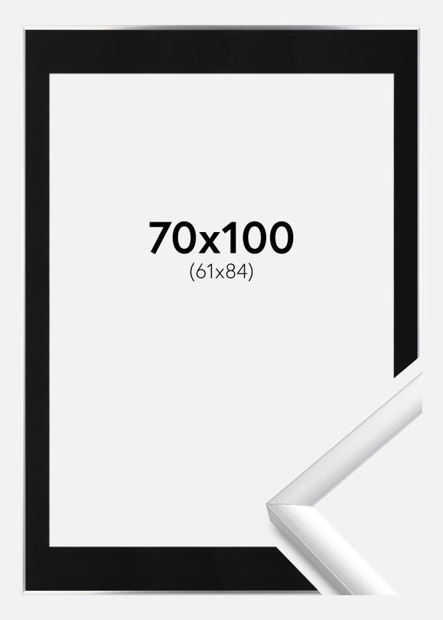 Okvir New Lifestyle Srebrna 70x100 cm - Paspartŭ Črna 62x85 cm